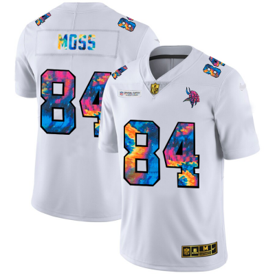 Minnesota Minnesota Vikings #84 Randy Moss Men's White Nike Multi-Color 2020 NFL Crucial Catch Limited NFL Jersey Men's